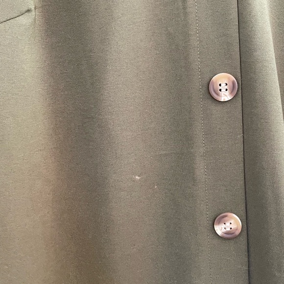 Army Green Spaghetti Strap Mini Dress w/Tortoise Shell Buttons - Picture 5 of 8